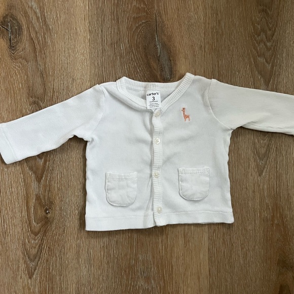 Carter's White Giraffe Print Bodysuit & Cardigan Set Size 3 Months - Picture 7 of 13